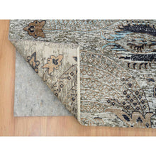 Load image into Gallery viewer, 11&#39;9&quot;x18&#39;1&quot; Gray, Transitional Persian Influence Erased Medallion Design, Silk With Textured Wool, Hand Knotted, Oversized Oriental Rug FWR391074