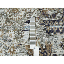 Load image into Gallery viewer, 11&#39;9&quot;x18&#39;1&quot; Gray, Transitional Persian Influence Erased Medallion Design, Silk With Textured Wool, Hand Knotted, Oversized Oriental Rug FWR391074