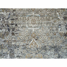 Load image into Gallery viewer, 11&#39;9&quot;x18&#39;1&quot; Gray, Transitional Persian Influence Erased Medallion Design, Silk With Textured Wool, Hand Knotted, Oversized Oriental Rug FWR391074