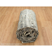 Load image into Gallery viewer, 11&#39;9&quot;x18&#39;1&quot; Gray, Transitional Persian Influence Erased Medallion Design, Silk With Textured Wool, Hand Knotted, Oversized Oriental Rug FWR391074