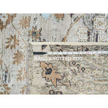 Load image into Gallery viewer, 11&#39;9&quot;x18&#39;1&quot; Gray, Transitional Persian Influence Erased Medallion Design, Silk With Textured Wool, Hand Knotted, Oversized Oriental Rug FWR391074