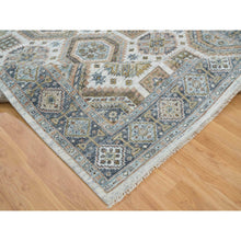 Load image into Gallery viewer, 7&#39;10&quot;x10&#39; Ivory, Plush And Lush Pile Pure Wool, Hand Knotted Karajeh Heritage Design, Oriental Rug FWR391110