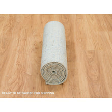 Load image into Gallery viewer, 2&#39;6&quot;x10&#39; Gray With Touches Of Blue, Wool And Plant Based Silk, Modern Jacquard Hand Loomed, Soft To The Touch, Runner Oriental Rug FWR391146