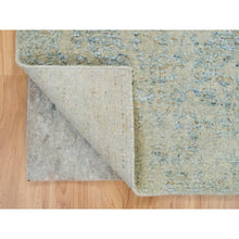 Load image into Gallery viewer, 2&#39;6&quot;x10&#39; Gray With Touches Of Blue, Fine Jacquard Hand Loomed, Tabriz Design, Wool And Plant Based Silk Runner Oriental Rug FWR391152