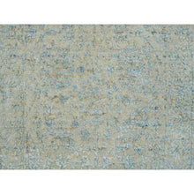 Load image into Gallery viewer, 2&#39;6&quot;x10&#39; Gray With Touches Of Blue, Fine Jacquard Hand Loomed, Tabriz Design, Wool And Plant Based Silk Runner Oriental Rug FWR391152