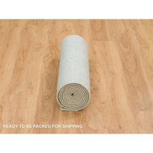 Load image into Gallery viewer, 2&#39;6&quot;x10&#39; Gray With Touches Of Blue, Fine Jacquard Hand Loomed, Tabriz Design, Wool And Plant Based Silk Runner Oriental Rug FWR391152