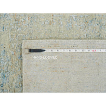 Load image into Gallery viewer, 2&#39;6&quot;x10&#39; Gray With Touches Of Blue, Fine Jacquard Hand Loomed, Tabriz Design, Wool And Plant Based Silk Runner Oriental Rug FWR391152