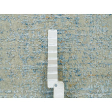 Load image into Gallery viewer, 2&#39;6&quot;x12&#39; Gray with Touches of Blue, Modern Jacquard Hand Loomed, Soft to the Touch Wool and Plant Based Silk, Runner Oriental Rug FWR391158