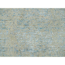 Load image into Gallery viewer, 2&#39;6&quot;x12&#39; Gray With Touches Of Blue, Modern Jacquard Hand Loomed, Soft To The Touch Wool And Plant Based Silk, Runner Oriental Rug FWR391158