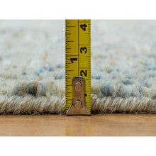 Load image into Gallery viewer, 2&#39;6&quot;x12&#39; Gray with Touches of Blue, Modern Jacquard Hand Loomed, Soft to the Touch Wool and Plant Based Silk, Runner Oriental Rug FWR391158