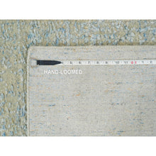 Load image into Gallery viewer, 2&#39;6&quot;x12&#39; Gray with Touches of Blue, Modern Jacquard Hand Loomed, Soft to the Touch Wool and Plant Based Silk, Runner Oriental Rug FWR391158