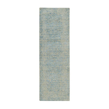 Load image into Gallery viewer, 2&#39;6&quot;x8 Gray with Touches of Blue, Modern Jacquard Hand Loomed, Soft to the Touch Wool and Plant Based Silk, Runner Oriental Rug FWR391164