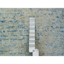 Load image into Gallery viewer, 2&#39;6&quot;x8 Gray with Touches of Blue, Modern Jacquard Hand Loomed, Soft to the Touch Wool and Plant Based Silk, Runner Oriental Rug FWR391164