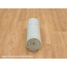 Load image into Gallery viewer, 2&#39;6&quot;x8 Gray with Touches of Blue, Modern Jacquard Hand Loomed, Soft to the Touch Wool and Plant Based Silk, Runner Oriental Rug FWR391164