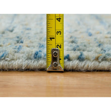 Load image into Gallery viewer, 2&#39;6&quot;x8 Gray with Touches of Blue, Modern Jacquard Hand Loomed, Soft to the Touch Wool and Plant Based Silk, Runner Oriental Rug FWR391164