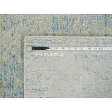 Load image into Gallery viewer, 2&#39;6&quot;x8 Gray with Touches of Blue, Modern Jacquard Hand Loomed, Soft to the Touch Wool and Plant Based Silk, Runner Oriental Rug FWR391164