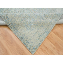 Load image into Gallery viewer, 5&#39;10&quot;x9&#39; Gray With Touches Of Blue, Wool And Plant Based Silk, Modern Jacquard Hand Loomed, Soft To The Touch, Oriental Rug FWR391176