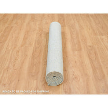 Load image into Gallery viewer, 5'10"x9' Gray With Touches Of Blue, Wool And Plant Based Silk, Modern Jacquard Hand Loomed, Soft To The Touch, Oriental Rug FWR391176