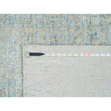 Load image into Gallery viewer, 5'10"x9' Gray With Touches Of Blue, Wool And Plant Based Silk, Modern Jacquard Hand Loomed, Soft To The Touch, Oriental Rug FWR391176