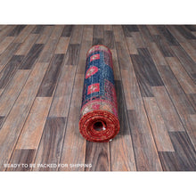 Load image into Gallery viewer, 2&#39;5&quot;x9&#39;10&quot; Punch Pink, Overdyed Northwest Persian With Armenian Inspired Caucasian Design, 100% Wool, Hand Knotted, Shaved Down, Zero Pile, Sides And Ends Professionally Secured, Good Condition, Narrow Runner, Oriental Rug FWR3906