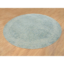 Load image into Gallery viewer, 9&#39;10&quot;x9&#39;10&quot; Gray with Touches of Blue, Wool and Plant Based Silk, Modern Jacquard Hand Loomed, Soft to the Touch, Round Oriental Rug FWR391200