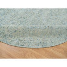 Load image into Gallery viewer, 9&#39;10&quot;x9&#39;10&quot; Gray with Touches of Blue, Wool and Plant Based Silk, Modern Jacquard Hand Loomed, Soft to the Touch, Round Oriental Rug FWR391200