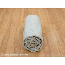 Load image into Gallery viewer, 9&#39;10&quot;x9&#39;10&quot; Gray with Touches of Blue, Wool and Plant Based Silk, Modern Jacquard Hand Loomed, Soft to the Touch, Round Oriental Rug FWR391200
