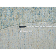 Load image into Gallery viewer, 9&#39;10&quot;x9&#39;10&quot; Gray with Touches of Blue, Wool and Plant Based Silk, Modern Jacquard Hand Loomed, Soft to the Touch, Round Oriental Rug FWR391200
