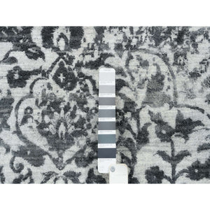 9'10"x14' Gray, Hand Knotted Broken Persian Design, Wool And Pure Silk, Oriental Rug FWR391236