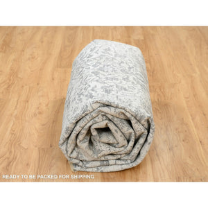 9'10"x14' Gray, Hand Knotted Broken Persian Design, Wool And Pure Silk, Oriental Rug FWR391236
