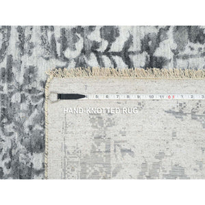 9'10"x14' Gray, Hand Knotted Broken Persian Design, Wool And Pure Silk, Oriental Rug FWR391236