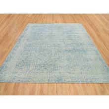 Load image into Gallery viewer, 10&#39;x10&#39; Gray with Touches of Blue, Modern Jacquard Hand Loomed, Soft to the Touch Wool and Plant Based Silk, Square Oriental Rug FWR391278