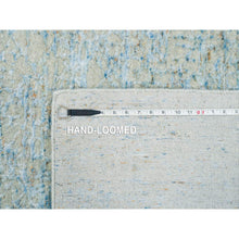 Load image into Gallery viewer, 10&#39;x10&#39; Gray with Touches of Blue, Modern Jacquard Hand Loomed, Soft to the Touch Wool and Plant Based Silk, Square Oriental Rug FWR391278
