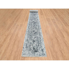 Load image into Gallery viewer, 2&#39;7&quot;x25&#39;8&quot; Gray, Wool And Pure Silk Hand Knotted, Broken Persian Design, Xl Runner Oriental Rug FWR391290