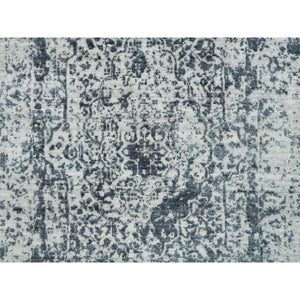 2'7"x25'8" Gray, Wool And Pure Silk Hand Knotted, Broken Persian Design, XL Runner Oriental Rug FWR391290