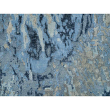 Load image into Gallery viewer, 2&#39;7&quot;x8&#39;1&quot; Gray And Blue, Abstract Design Hi-low Pile, Wool And Silk Hand Knotted, Runner Oriental Rug FWR391296