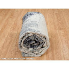 Load image into Gallery viewer, 10&#39;1&quot;x14&#39;1&quot; Black With Touches Of Ivory, Hand Knotted Modern Abstract Design, Wool And Silk, Oriental Rug FWR391320