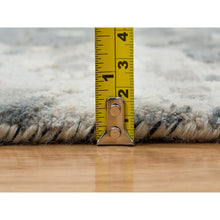 Load image into Gallery viewer, 10&#39;1&quot;x14&#39;1&quot; Black With Touches Of Ivory, Hand Knotted Modern Abstract Design, Wool And Silk, Oriental Rug FWR391320