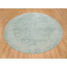 Load image into Gallery viewer, 11&#39;10&quot;x11&#39;10&quot; Gray With Touches Of Blue, Wool And Plant Based Silk, Modern Jacquard Hand Loomed, Soft To The Touch, Round Oriental Rug FWR391332