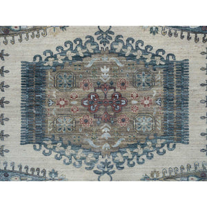 11'10"x15'2" Ivory With Soft Tones, Soft Pile Pure Wool Hand Knotted, Persian Viss Design Reimagined Plush And Lush, Oversized Oriental Rug FWR391350