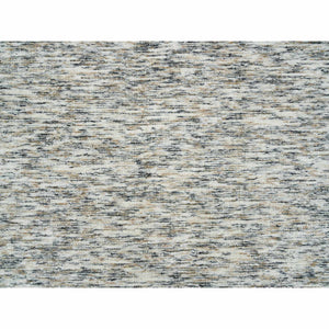 8'3"x10' Earth Tone Colors, Pure Wool, Hand Loomed, Modern Striae Design, Soft to the Touch Oriental Rug FWR391398