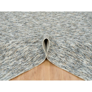 12'2"x15' Earth Tone Colors, Modern Striae Design, Soft to the Touch, Pure Wool, Hand Loomed, Oversized Oriental Rug FWR391416