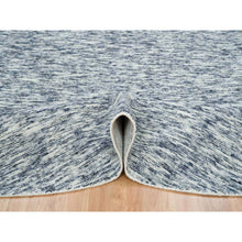 Load image into Gallery viewer, 12&#39;x12&#39; Blue and Ivory, Modern Striae Design Soft Pile, Pure Wool Hand Loomed, Round Oriental Rug FWR391434