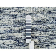 Load image into Gallery viewer, 12&#39;x12&#39; Blue and Ivory, Modern Striae Design Soft Pile, Pure Wool Hand Loomed, Round Oriental Rug FWR391434