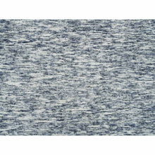 Load image into Gallery viewer, 12&#39;x12&#39; Blue And Ivory, Modern Striae Design Soft Pile, Pure Wool Hand Loomed, Round Oriental Rug FWR391434