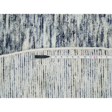 Load image into Gallery viewer, 12&#39;x12&#39; Blue and Ivory, Modern Striae Design Soft Pile, Pure Wool Hand Loomed, Round Oriental Rug FWR391434