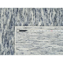 Load image into Gallery viewer, 8&#39;1&quot;x10&#39; Blue And Ivory, Hand Loomed Modern Striae Design, Soft Pile Pure Wool, Oriental Rug FWR391446