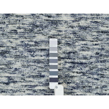 Load image into Gallery viewer, 10&#39;x10&#39; Blue And Ivory, Soft To The Touch Pure Wool, Hand Loomed Modern Striae Design, Round Oriental Rug FWR391452