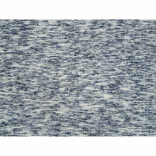 Load image into Gallery viewer, 10&#39;x10&#39; Blue And Ivory, Soft To The Touch Pure Wool, Hand Loomed Modern Striae Design, Round Oriental Rug FWR391452