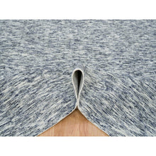 Load image into Gallery viewer, 8&#39;2&quot;x10&#39; Blue and Ivory, Pure Wool Hand Loomed, Modern Striae Design Soft to the Touch, Oriental Rug FWR391458